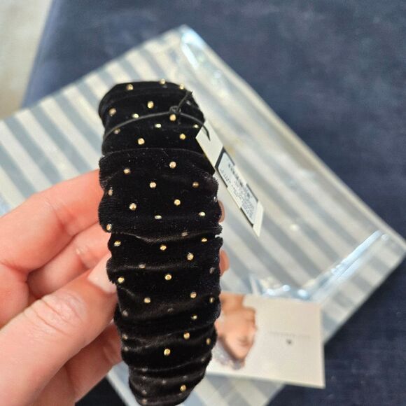 Lele Sadoughi Jet Dot Velvet Kelly Headband NWT - Picture 5 of 6